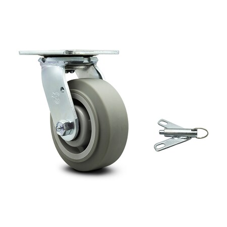 Service Caster 5 Inch Thermoplastic Rubber Swivel Caster with Roller Bearing and Swivel Lock SCC-30CS520-TPRRF-BSL
